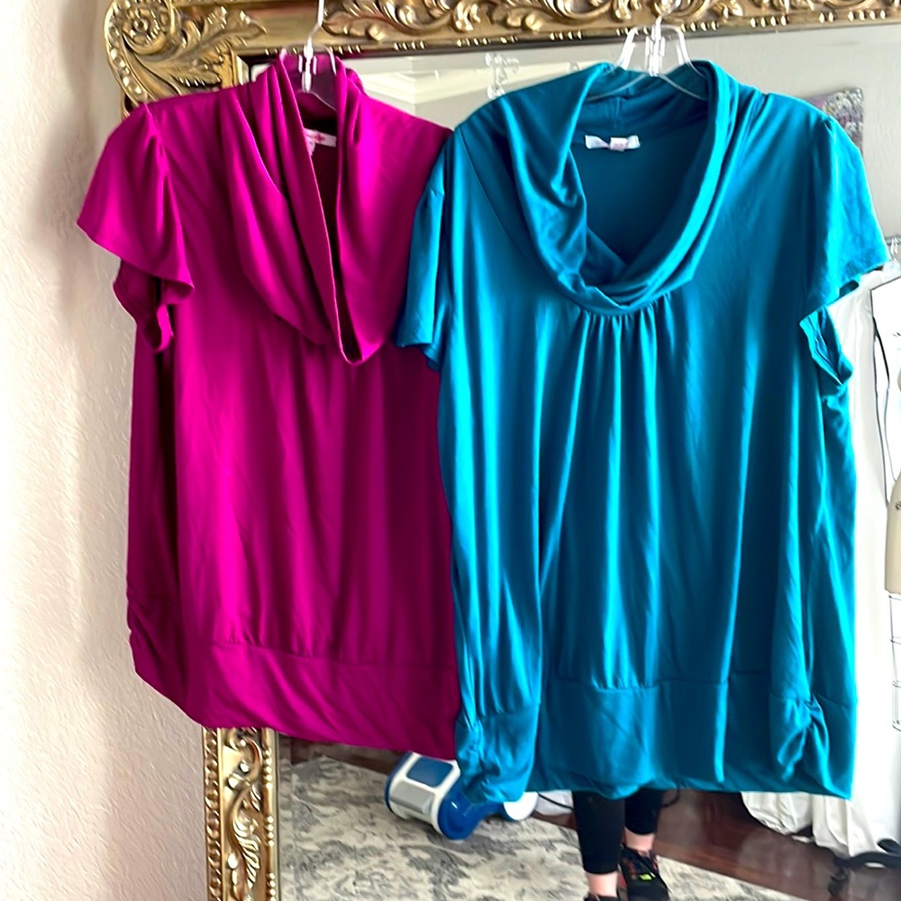 Pluse size cowel neck work shirts